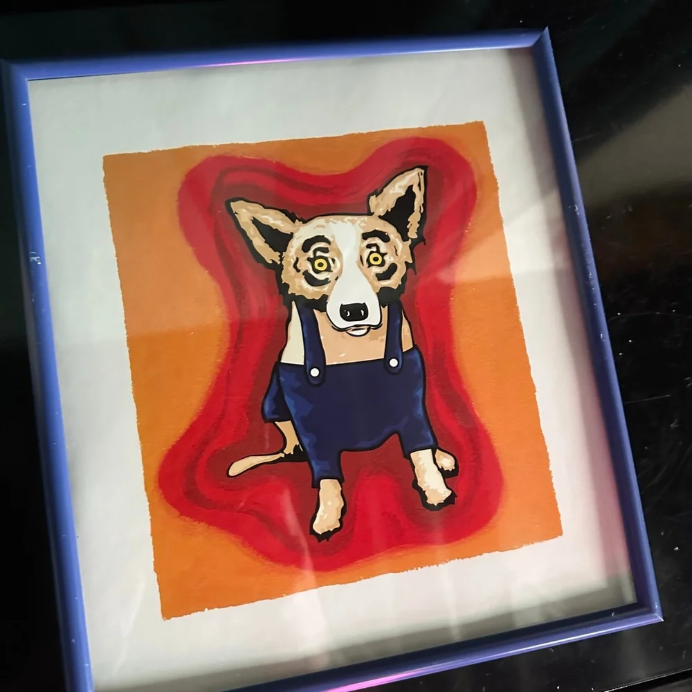 Ben Franklin Blue Dog collectors Print framed